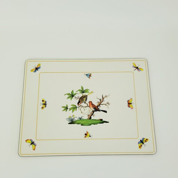 Herend Rothschild Bird Placemat Cork-Backed Botanical Birds and Butterflies - Picture 2 of 9